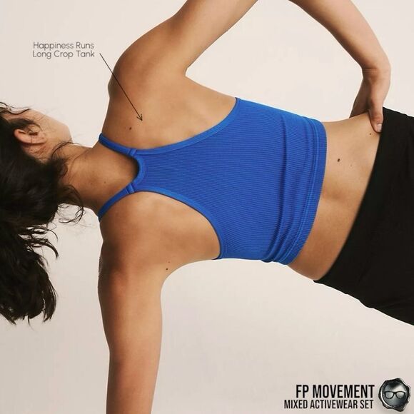 FP MOVEMENT SET: HAPPINESS RUNS LONG CROP + GOOD KARMA FLARE LEGGINGS BLUE/BLACK - Picture 5 of 16